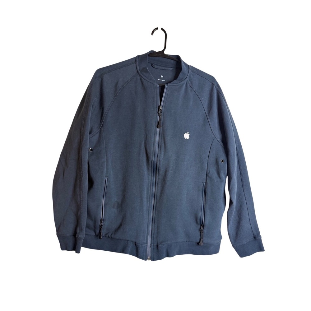 Official Apple Employee Bomber Jacket Zip Tech Hidden Pockets Corporate Blue M
